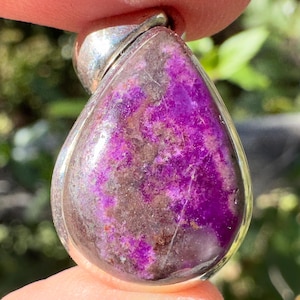 SUGILITE Crystal Pendant - AA, Sterling Silver, Teardrop Cabochon - Fine Jewelry, Healing Crystals and Stones, 54226
