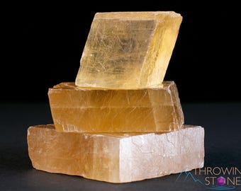 Yellow CALCITE Raw Crystal -  Medium Rhombohedron - Metaphysical, Home Decor, Raw Crystals and Stones, E1055
