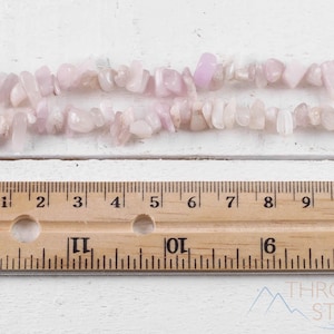These pale pink Kunzite crystal necklaces have crystal chip beads strung on beading cord for an endless necklace. 
Crystals are nature-made therefore each one is unique in appearance.