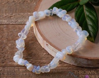 OPALITE Crystal Bracelet - Chip Beads - Beaded Bracelet, Handmade Jewelry, Healing Crystal Bracelet,  E0624