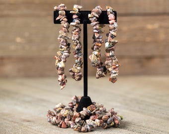 Leoparden Haut JASPER Kristall Armband: Natürliche Spotted Stein Chip Bead Handmade Stretchy Schmuck, E1781