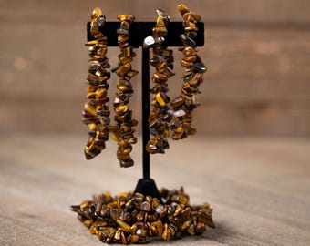 TIGERS EYE Crystal Bracelet  :  Natural Golden Chip Beads Handmade Healing Stone Jewelry, E1774