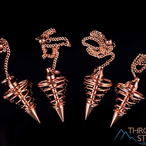 Spiral COPPER Pendulum  :  Stylish Metal Plated Divination Tool And Metaphysical Healer’s Device, E2055