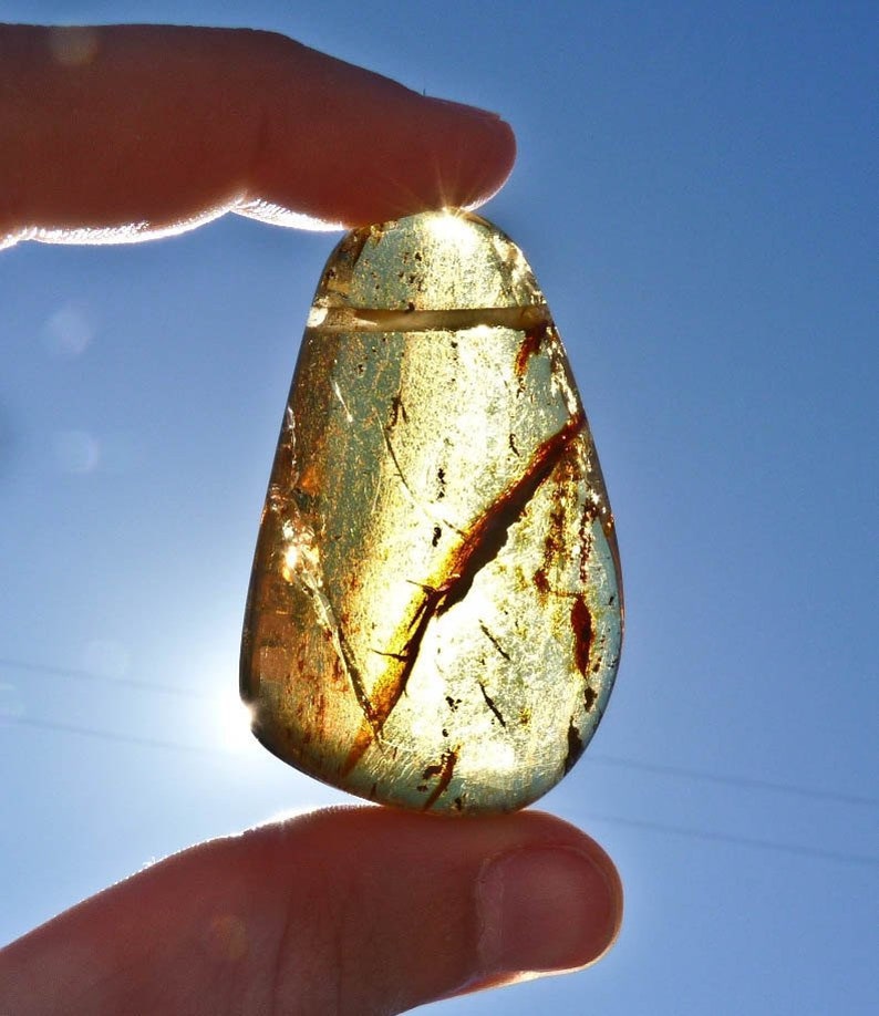 Natural Amber Stone For Amber Jewelry Making 31932 5cm Polished AMBER Pendant with Orange Yellow Amber from Chiapas Mexico