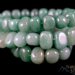 These pale Green Aventurine crystal bracelets have tumbled beads strung on elastic for an endless bracelet.  
Crystals are nature-made therefore each one is unique in appearance.