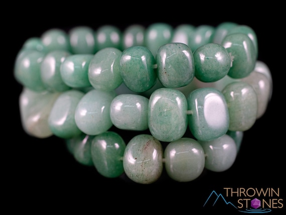 Green AVENTURINE Crystal Bracelet  :   Tumbled Bead Handmade Stretchy Boho Jewelry, E2021