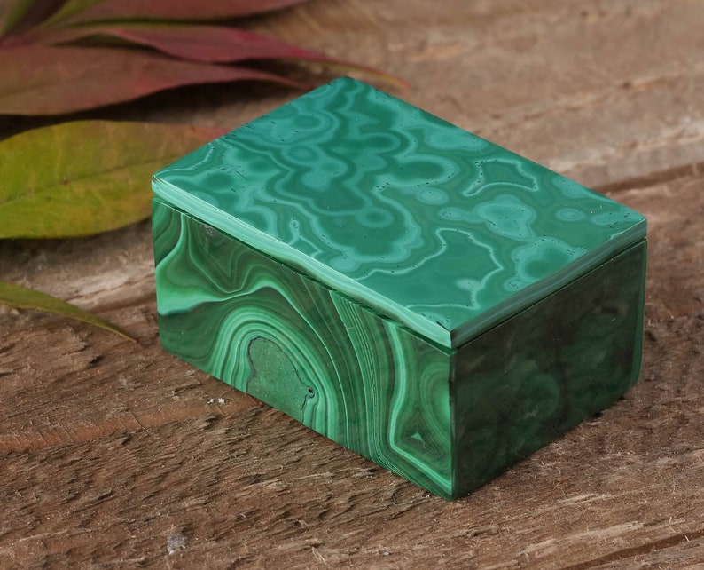 Jewelry Organizer 1.3 Inch MALACHITE Jewelry Box with Lid from Congo Ring Dish 36373 AA Quality Malachite Box Jewelry Holder Africa