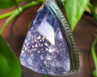 IOLITE SUNSTONE Crystal Pendant - Sterling Silver - Freeform Fine Jewelry, Healing Stones, 55316
