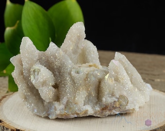 Aura Quartz Cluster: Decoración de cuarzo ángel blanco espiritual, R0431