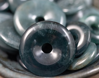 Blue JADE Crystal Pendant - Donut Bead - Handmade Jewelry, Healing Crystals and Stones, E2072