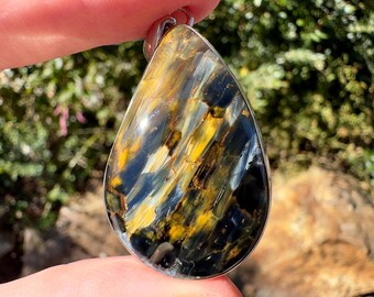 PIETERSITE Crystal Pendant - Top Grade AA, Sterling Silver, Teardrop - Fine Jewelry, Healing Crystals and Stones, 54165