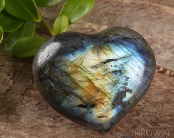 LABRADORITE Crystal Heart - Thick, Dark - Housewarming Gift, Home Decor, Healing Crystals and Stones, E0464