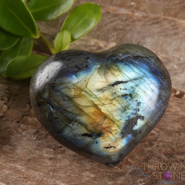LABRADORITE Crystal Heart - Thick, Dark - Housewarming Gift, Home Decor, Healing Crystals and Stones, E0464