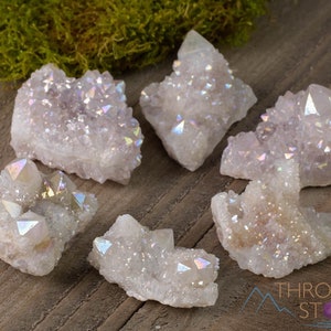 White ANGEL AURA QUARTZ Crystal Cluster - Rainbow Quartz Crystal, Spirit Quartz Cluster, Crystal Decor, E2007