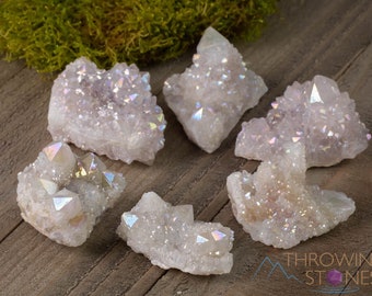 White ANGEL AURA QUARTZ Crystal Cluster - Rainbow Quartz Crystal, Spirit Quartz Cluster, Crystal Decor, E2007