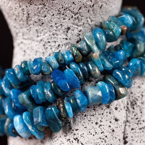 Bracelet en cristal bleu APATITE - Perles à puce - Bracelet perlé, Bijoux faits à la main, Bracelet en cristal de guérison, E0632