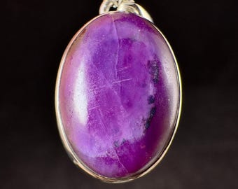 Gel SUGILITE Crystal Pendant - Sterling Silver, Oval Cabochon, Fine Jewelry, Healing Stones, 54554