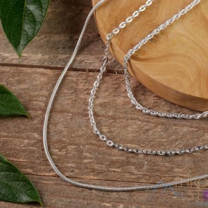 Silver Plated Chain - Snake, Rope, Cable, 18", 24", 35"- Silver Chain Necklace, E1190