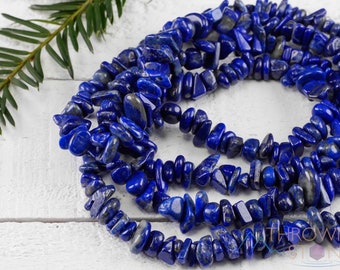 LAPIS LAZULI Crystal Necklace - Chip Beads - Long Crystal Necklace, Beaded Necklace, Handmade Jewelry, E0822