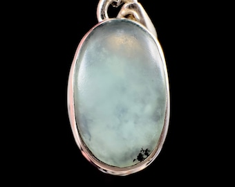 Colgante de cristal de ópalo azul peruano - Plata de ley, piedra ovalada finamente pulida, joyería, 52897