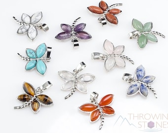DRAGONFLY Kristall Anhänger - Geburtsstein Edelstein Handgemachter Schmuck, Heilende Kristalle und Steine, Geschenk für Sie, E1020