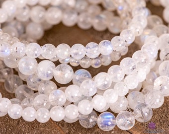 Rainbow MOONSTONE Crystal Bracelet - Round Beads - Beaded Bracelet, Handmade Jewelry, Healing Crystal Bracelet,  E1739