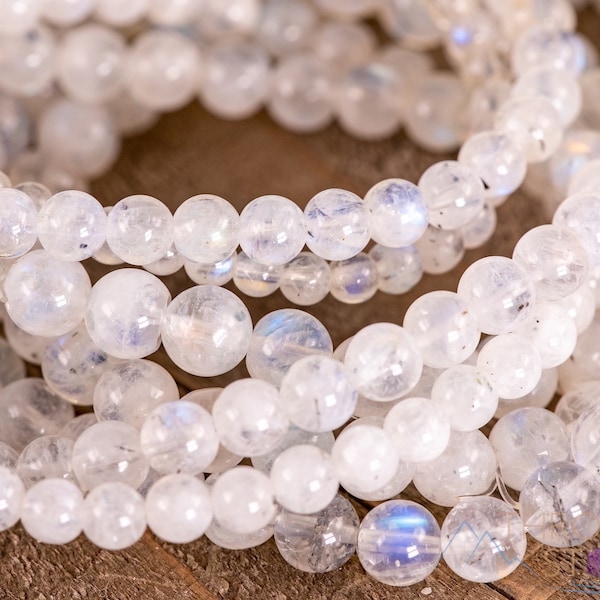 Rainbow MOONSTONE Crystal Bracelet - Round Beads - Beaded Bracelet, Handmade Jewelry, Healing Crystal Bracelet,  E1739