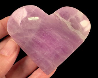 KUNZITE Heart Carving - Polished Crystal Decor, Genuine Rocks + Minerals For Stone Collections, 57051
