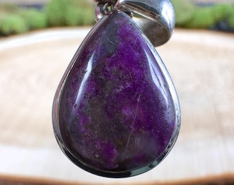 SUGILITE Crystal Pendant. :  AA Teardrop Cabochon, Sterling Silver,  Fine Jewelry, Healing Purple Stones, 54226