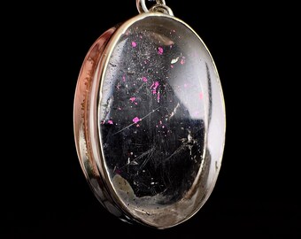 Ciondolo in cristallo di quarzo rosa fuoco COVELLITE - Gioielleria raffinata, cristalli e pietre curative, 54311
