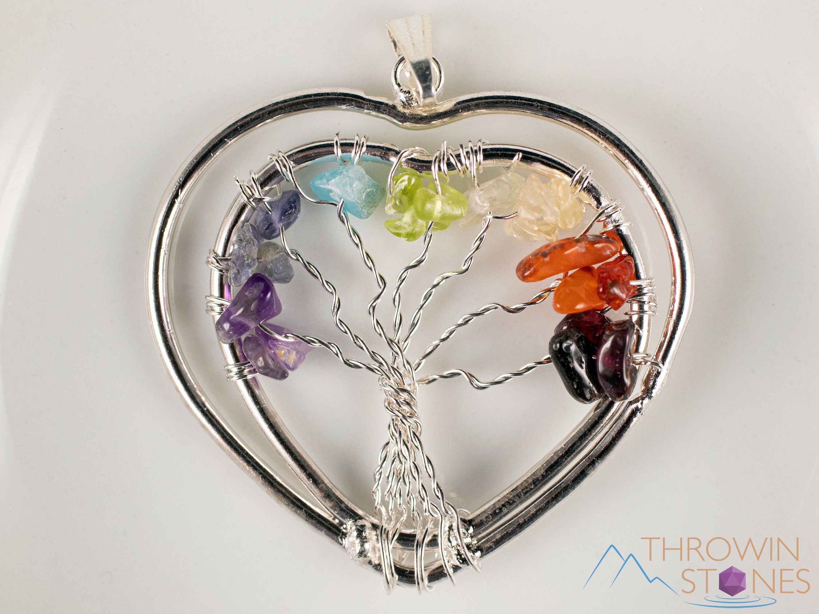 Baum des Lebens Anhänger, CHAKRA Kristall Anhänger Herz Baum des Lebens  Chakra Halskette, Wire Wrapped Jewelry, E1971 -  Österreich
