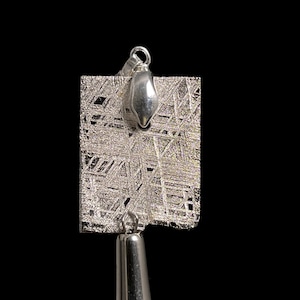 METEORITE Pendant - Rhodium Plated - Ancient Muonionalusta Meteor, Handmade Jewelry, Space Astronomy Gifts, 50240