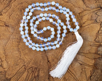 OPALITE Crystal Necklace, Mala - Handmade Jewelry, Beaded Necklace, Healing Crystals and Stones, E1814