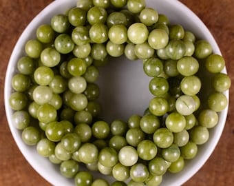 Chinese JADE Crystal Bracelet - Round Beads - Beaded Bracelet, Bead Jewelry Gift, Healing Crystal Bracelet, E2053