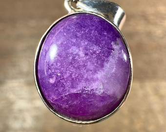 AA Pink Gel SUGILITE Crystal Pendant  :  Sterling Silver Round Fine Jewelry, Healing Stones, 54813