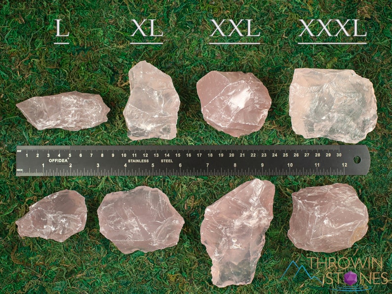 Rose Quartz Raw Crystals. These genuine rough gemstones are pale pink and translucent . Each specimen is unique and will vary in color, shape, and pattern. These specimens are great for crystal grids and crystal decor. This listing has variations.