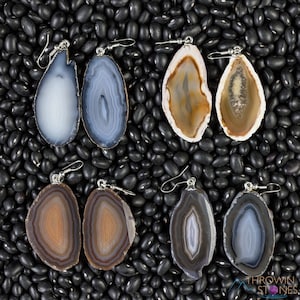 AGATE SLICE Crystal Earrings - Dangle Earrings, Handmade Jewelry, Crystal Drop Earrings, E2157