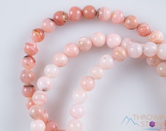 Peruvian PINK OPAL Crystal Bracelet - Round Beads - Beaded Bracelet, Handmade Jewelry, Healing Crystal Bracelet, E2035