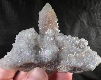 Cúmulo de cuarzo Angel AURA Spirit: Cristal iridiscente arcoíris blanco para colecciones de rocas, 51969