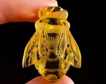 Honey AMBER Bee Pendant - Crystal Carving, Crystal Pendant, Handmade Jewelry, Healing Crystals and Stones, 54362