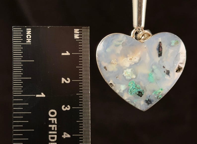 Colgante de corazón de cristal Confetti CHRYSOCOLLA - Joyería fina de plata de ley con piedra calcedonia y cobre, 54663 imagen 2