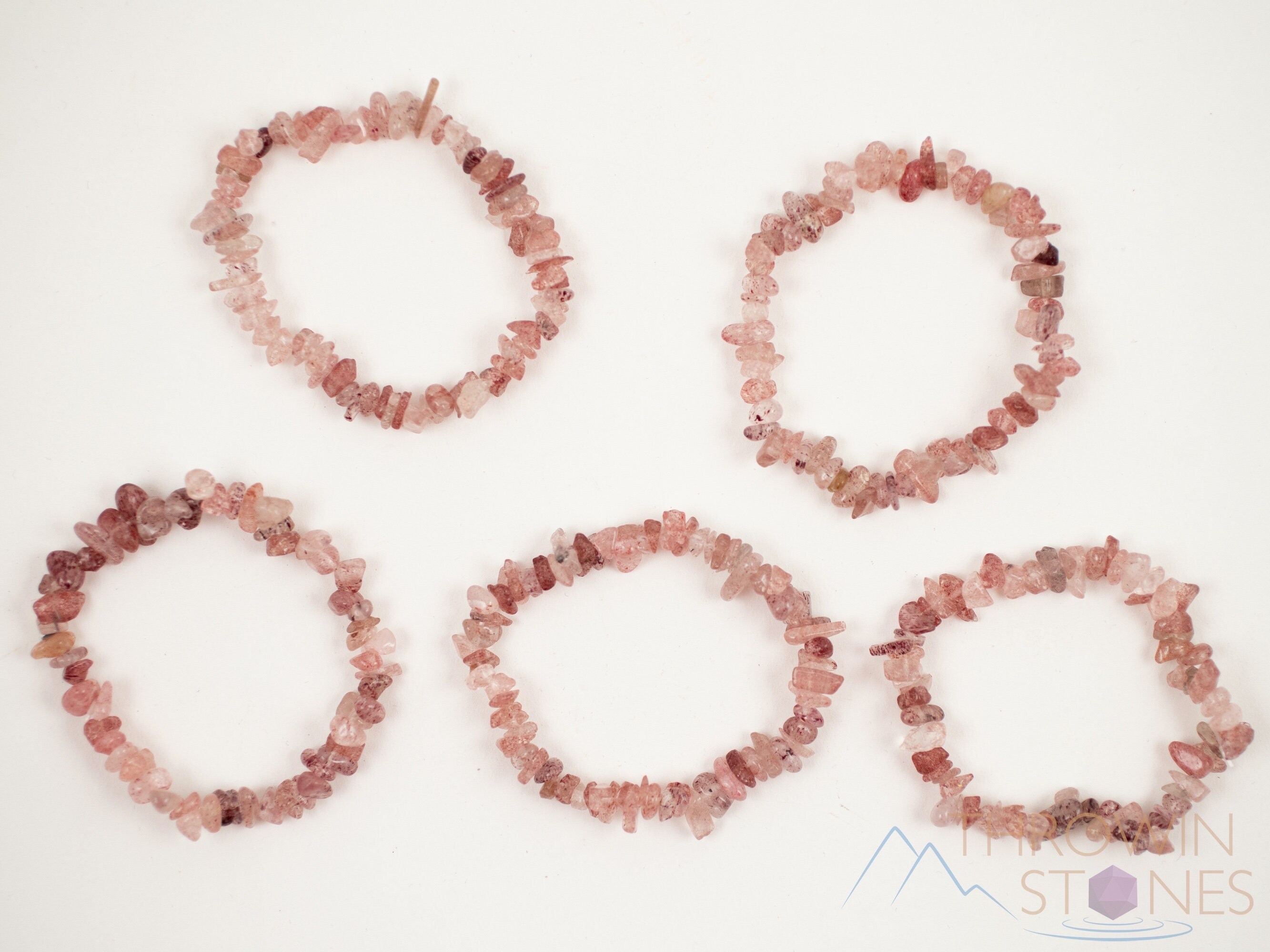 E1780 STRAWBERRY QUARTZ Crystal Bracelet Chip Beads Beaded Handmade Jewelry 