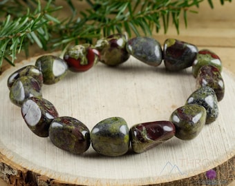 Dragons Blood JASPER Crystal Bracelet  :  Natural Tumbled Stone Bead Handmade Stretchy Jewelry, E1349