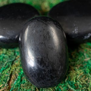 SHUNGITE Crystal Palm Stone - Worry Stone, Self Care, Healing Crystals and Stones, E1821