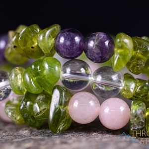 PERIDOT Crystal Bracelet - Amethyst, Rose or Clear Quartz - Beaded Birthstone Bracelet, Handmade Jewelry, Healing Crystal Bracelet, E2014