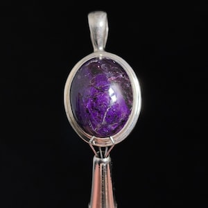 SUGILITE Crystal Pendant - Sterling Silver, Oval - Fine Jewelry, Healing Crystals and Stones, 45957
