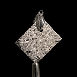 METEORITE Pendant - Rhodium Plated - Ancient Muonionalusta Meteor, Handmade Jewelry, Space Astronomy Gifts, 50252
