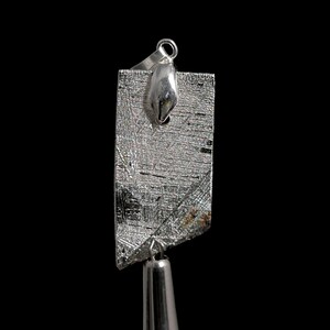 METEORITE Pendant - Rhodium Plated - Ancient Muonionalusta Meteor, Handmade Jewelry, Space Astronomy Gifts, 50234