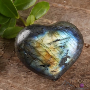 LABRADORITE Crystal Heart - Thick, Dark - Housewarming Gift, Home Decor, Healing Crystals and Stones, E0464