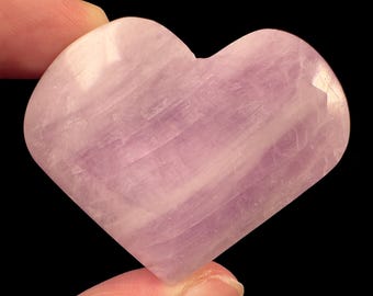 KUNZITE Heart Carving - Polished Crystal Decor, Genuine Rocks + Minerals For Stone Collections, 57049